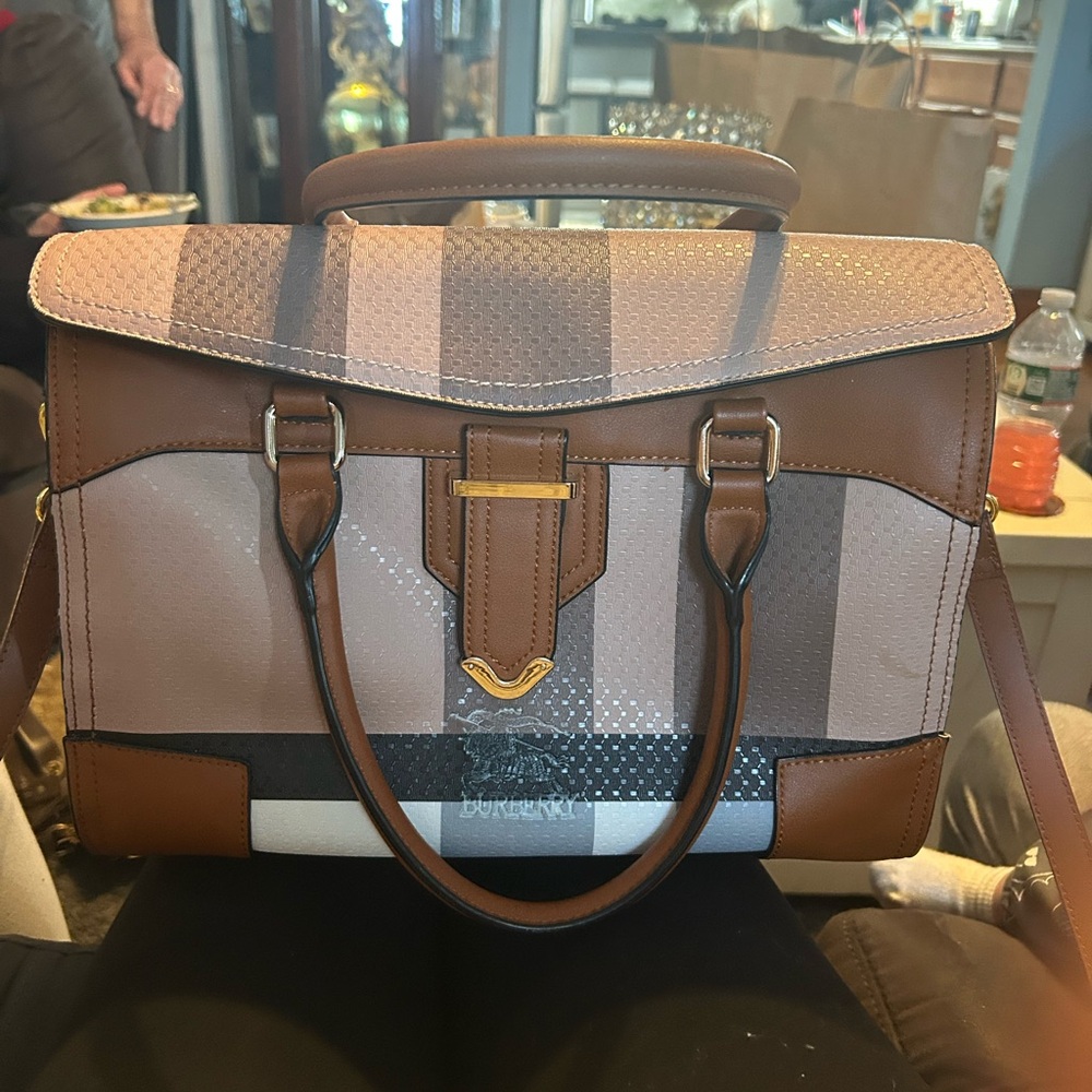 Burberry Tan and Brown Briefcase
